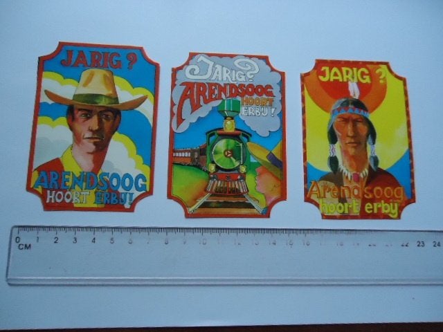 sticker oud Arendsoog strip vintage retro boek cowboy, Ophalen of Verzenden, Zo goed als nieuw, Bedrijf of Vereniging