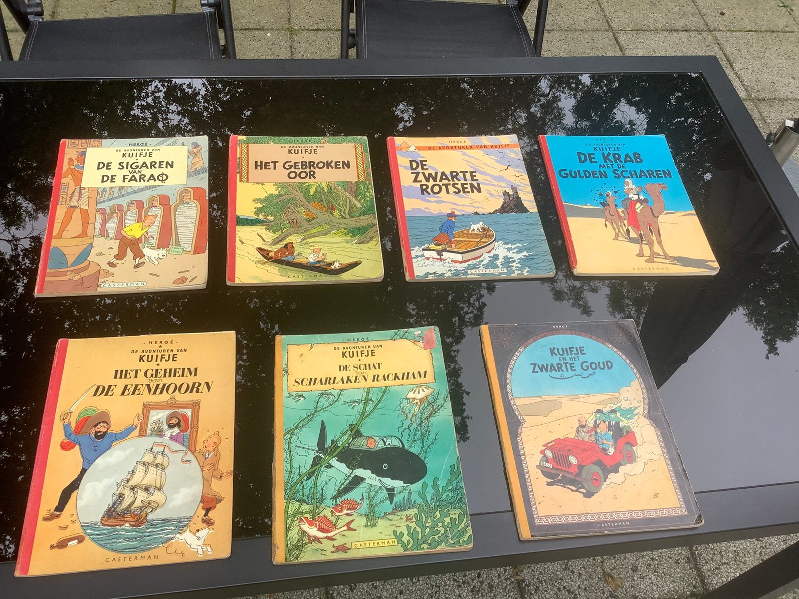 Kuifje met linnen rug 7 oude kuifjes met linnen rug, Meerdere stripboeken, Ophalen of Verzenden, Gelezen