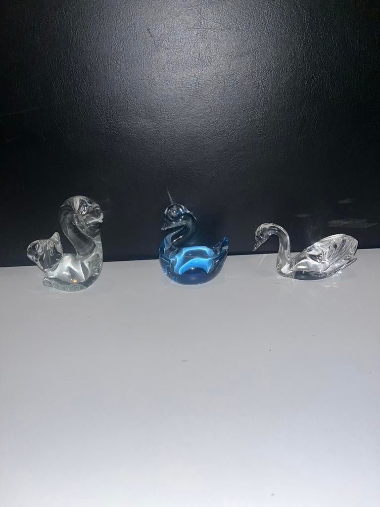 Vintage Glazen beeldjes - zwaan, eend, eekhoorn, Verzamelen, Beelden en Beeldjes, Ophalen of Verzenden, Zo goed als nieuw, Dier