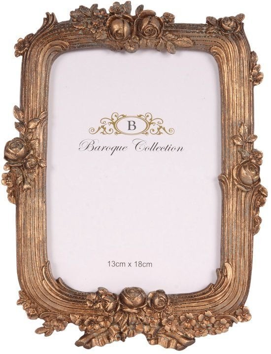 Barokke Fotolijst Goud 13x18 cm - Resin, Huis en Inrichting, Kunststof, Met sierrand, Baroque - Fotolijst - Fotolijst 13 x 18 cm - Goud - Resin - 23.7x18.2x2.5 - Polyresin