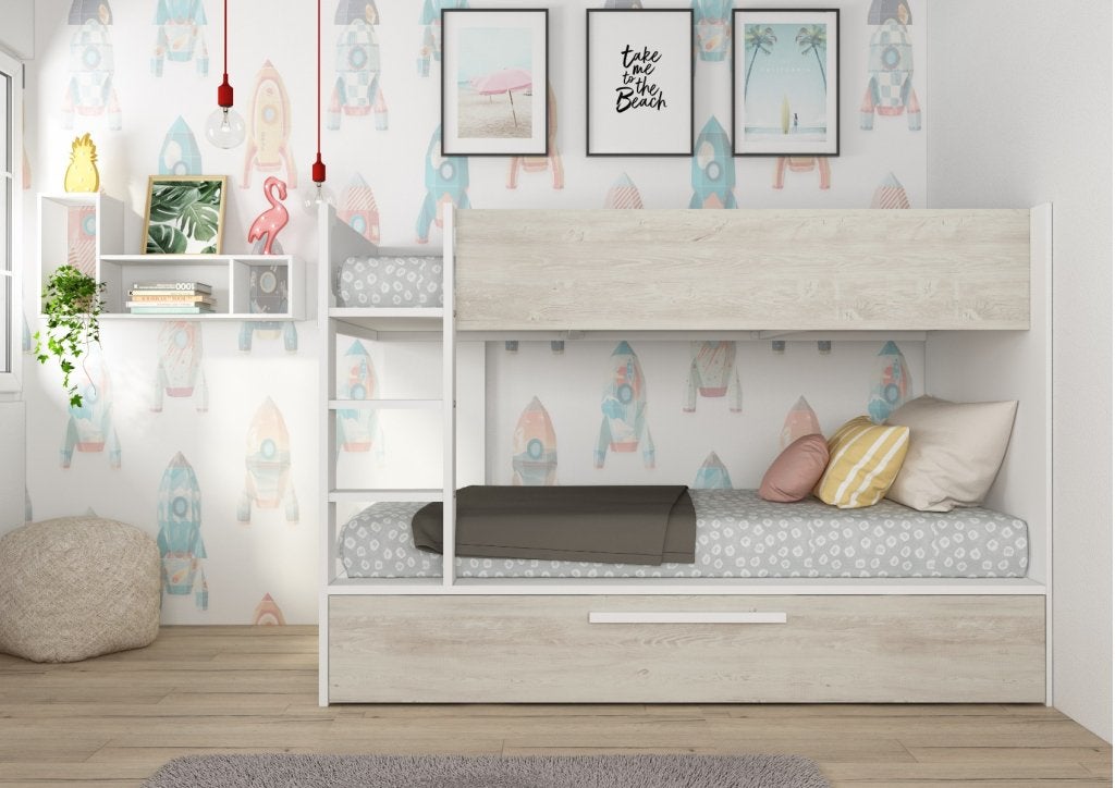 Jules stapelbed met slaaplade - 90x200 - Wit, Niet ingevuld, Niet ingevuld, Niet ingevuld