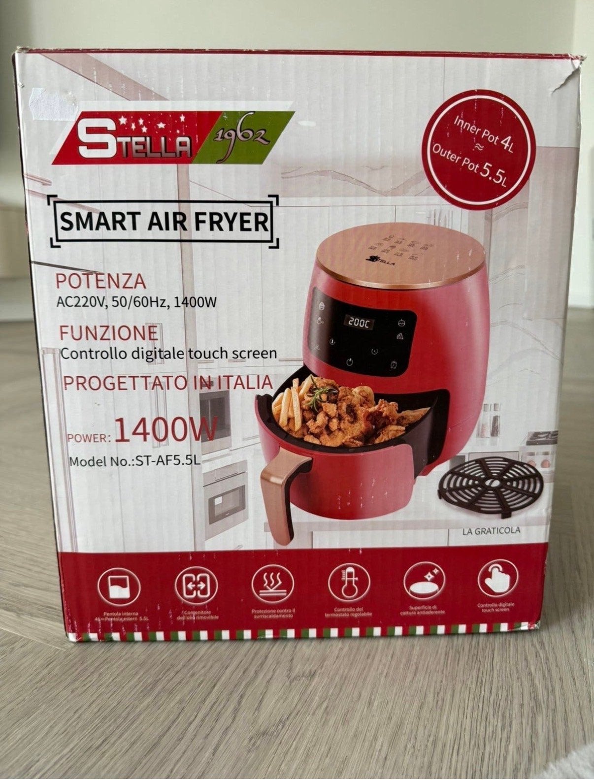 Stella Smart Air Fryer 5.5L - Nieuw in doos, Ophalen of Verzenden, Nieuw, Airfryer, 1500 gram of meer