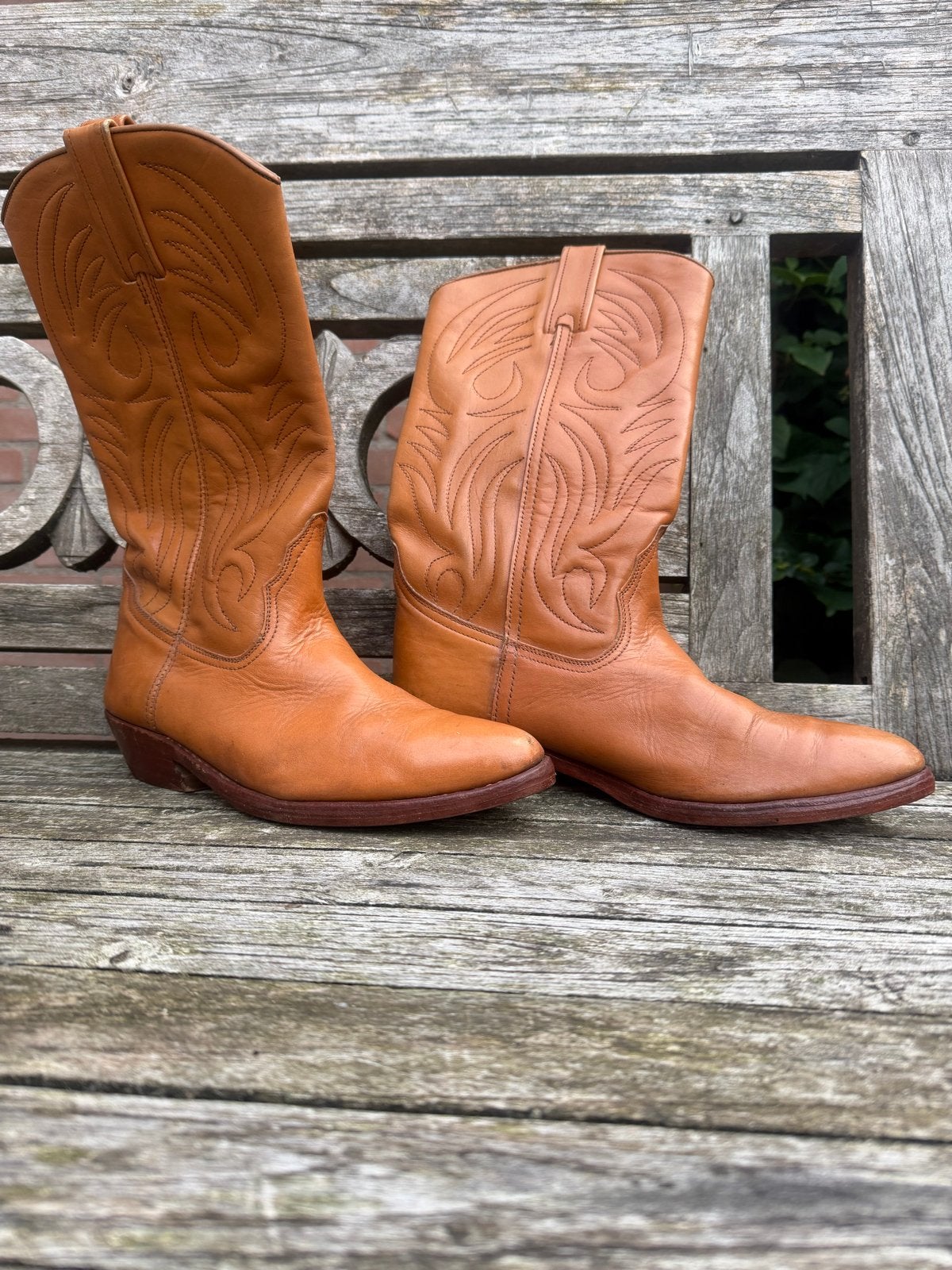 Vintage Jaren 80 Cowboylaarzen - Maat 43 (valt als 42), Hoge laarzen, Bruin, Ophalen of Verzenden, Zo goed als nieuw