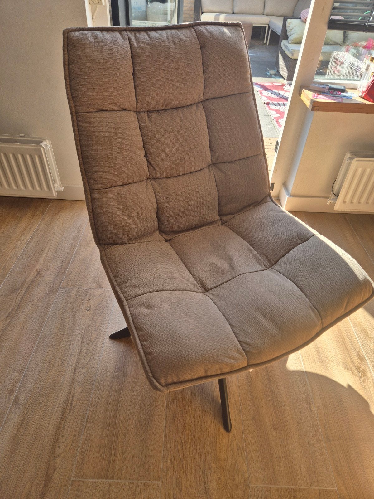 Comfortabele Woood draaibare fauteuil - Bruin stof, Ophalen, Modern, Comfortabel, Bruin, Zo goed als nieuw