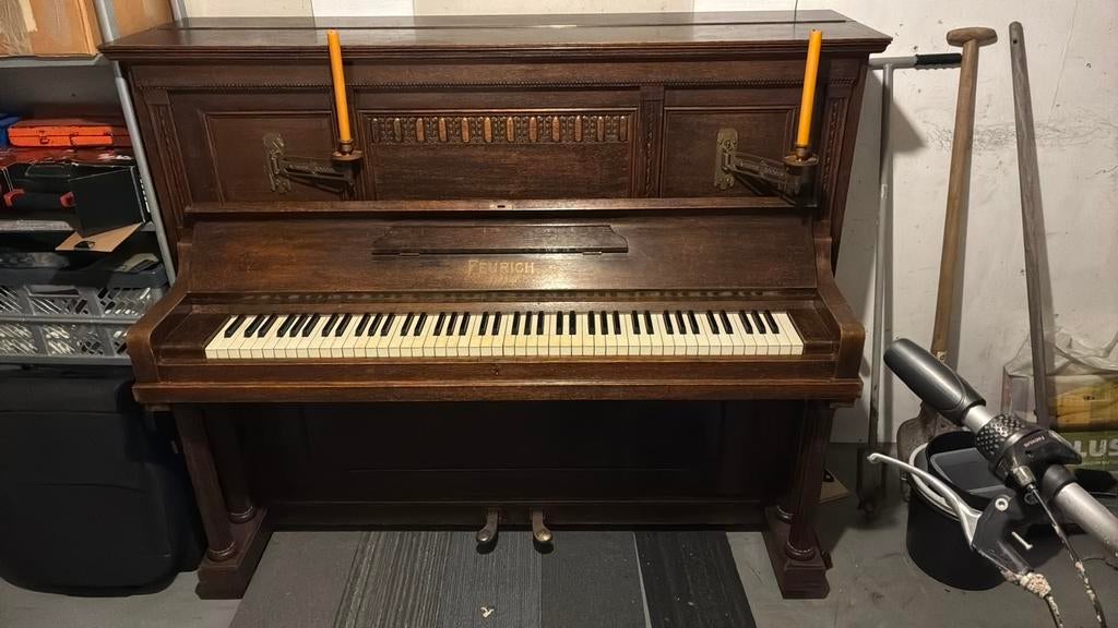 2! Feurich Leipzig piano’s 1911/1914 bruin zwart g.st., Ophalen, Gebruikt, Zwart, Piano