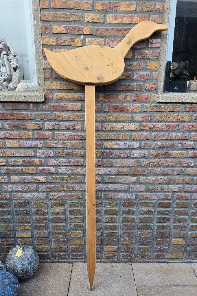Houten Tuinbeeld Gans - Decoratieve Tuinsteker, Tuin en Terras, Ophalen, Zo goed als nieuw, Hout, Dierenbeeld