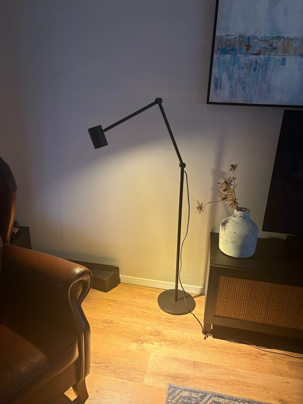 IKEA NYMÅNE staande/leeslamp - antraciet, Ophalen, GU10, Zo goed als nieuw, Metaal