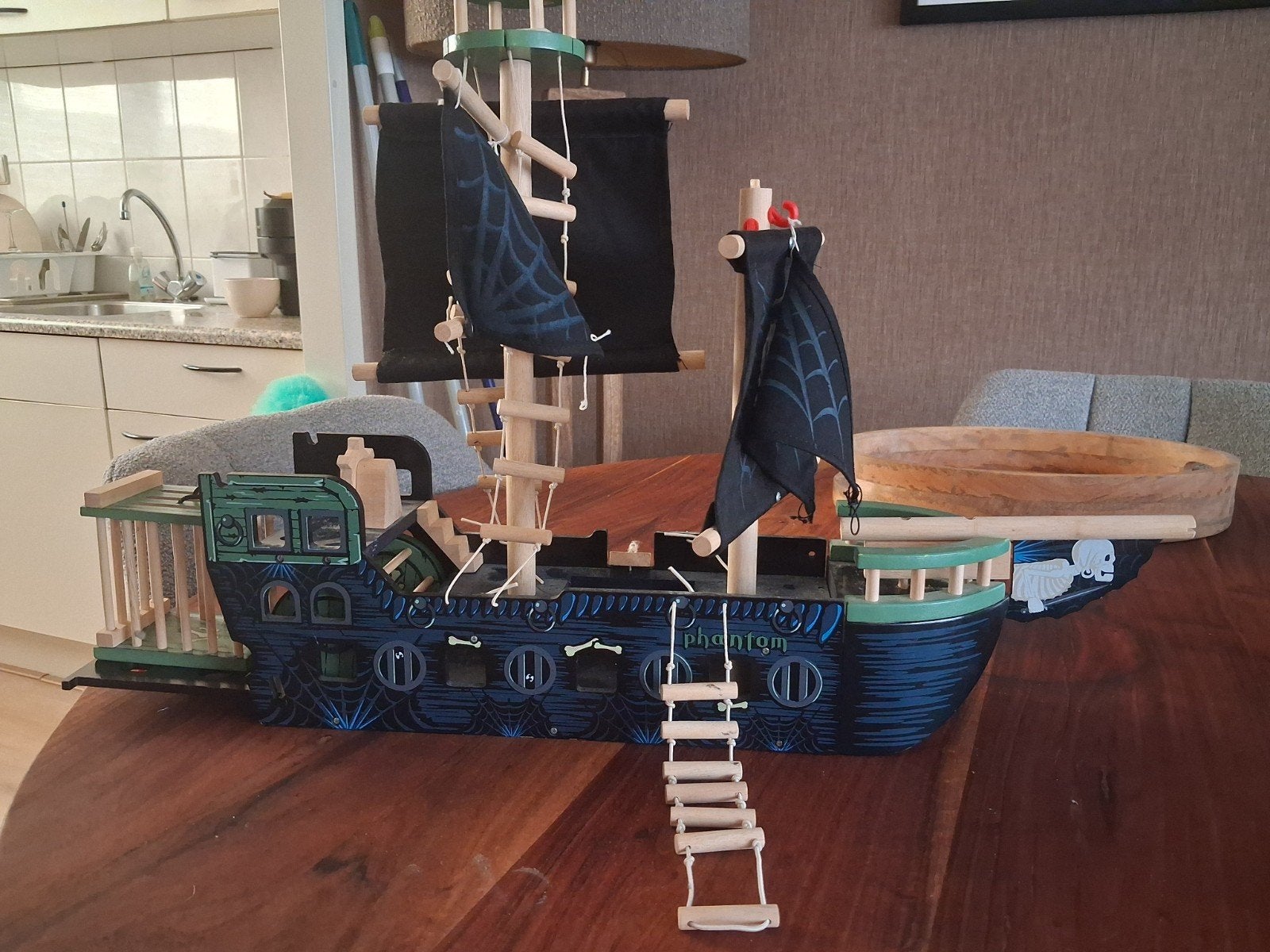 Houten Piratenschip 'Phantom' Speelgoed, Ophalen, Zo goed als nieuw