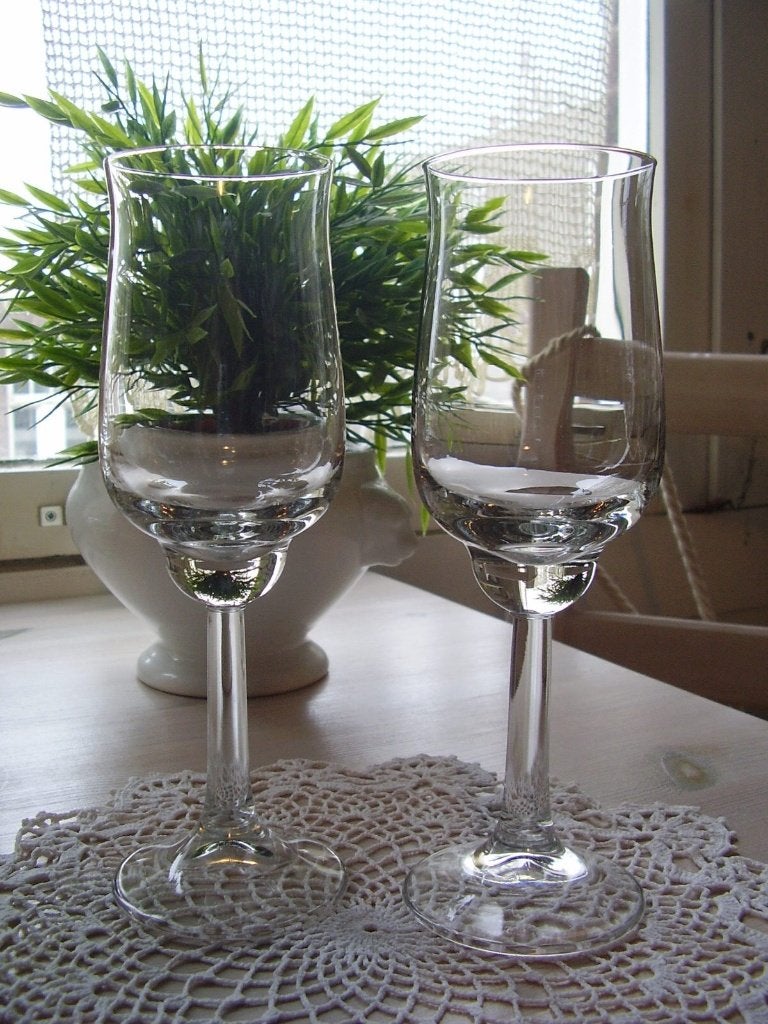 2 Waterglazen met hoge voet van Leerdam, type Ambassador, Ophalen, Zo goed als nieuw, Overige typen
