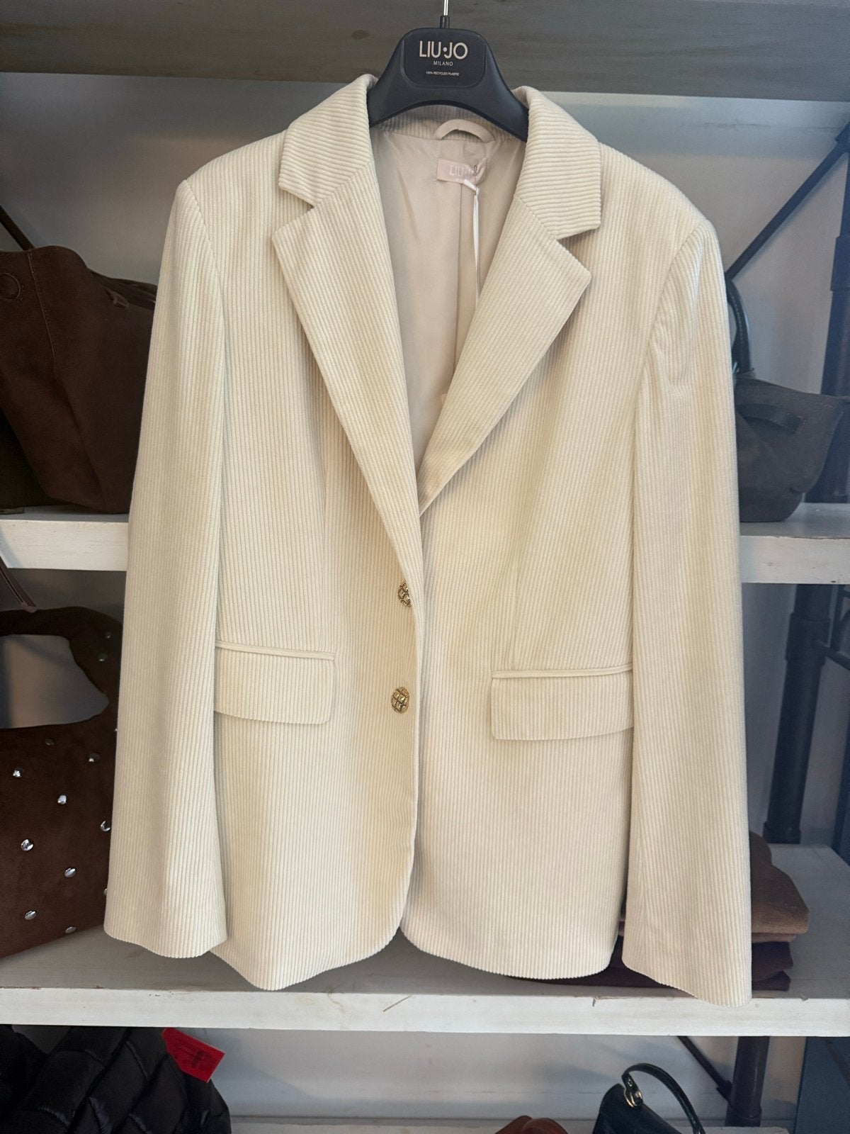 Nieuwe LIU-JO Ribstof Blazer - Off-white - Maat M/L, Kleding | Dames, Maat 38/40 (M), Wit, Nieuw, Ophalen of Verzenden