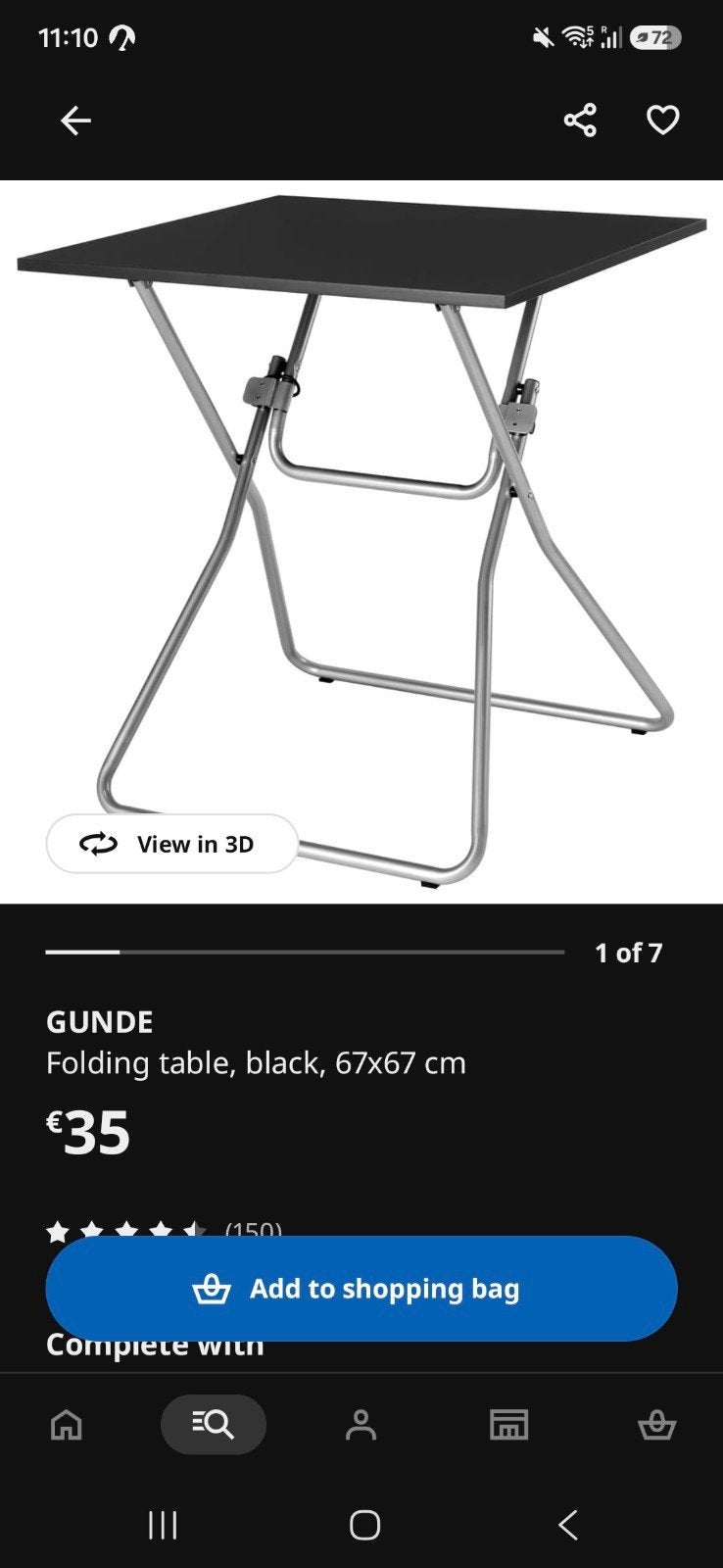 Folding table and x2 chairs, Ophalen, Rechthoekig, 50 tot 100 cm