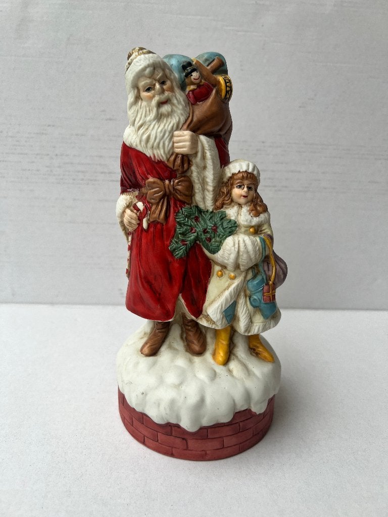 Vintage Kerstman beeld, met muziek samen met kind, Diversen, Ophalen of Verzenden, Gebruikt