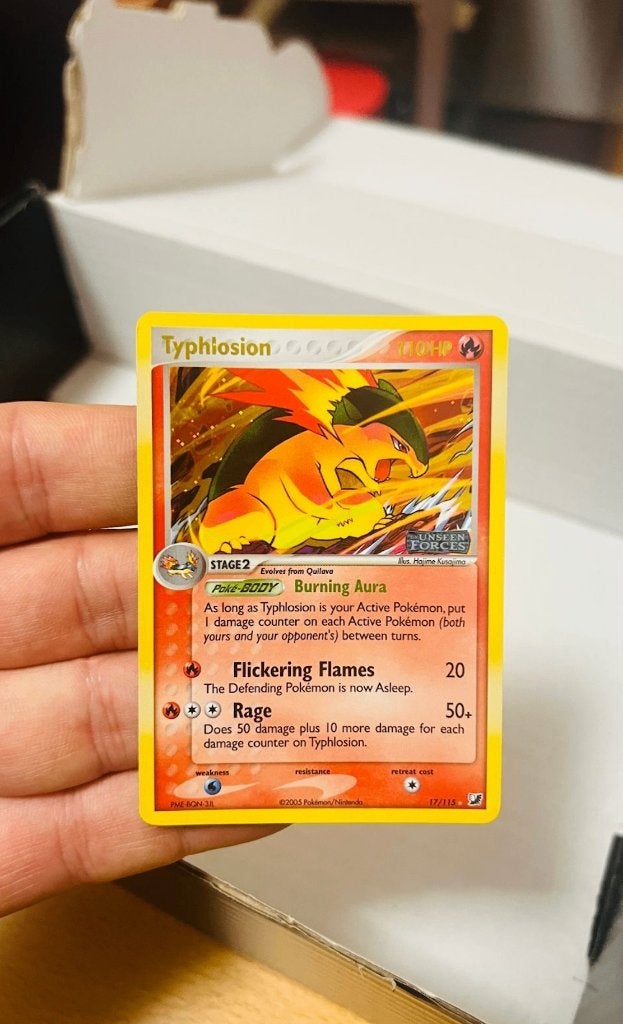 Typhlosion 17/115 Reverse Holo Stamped Ex Unseen Forces, Verzenden, Zo goed als nieuw, Losse kaart, Foil