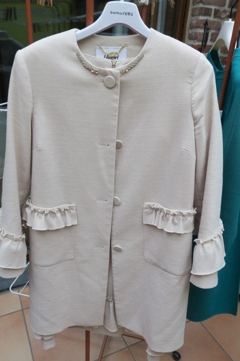 Kleedje+manteltje beige Blugirl mt 38, Maat 38/40 (M), Kostuum of Pak, Beige, Blugirl