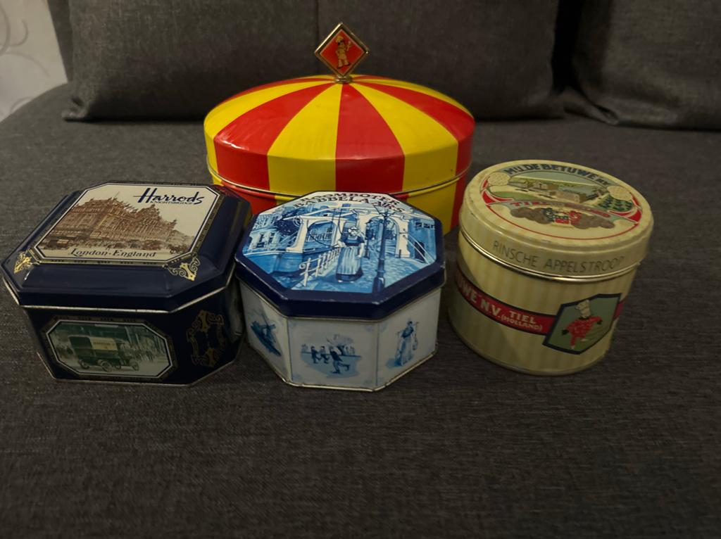 Set van 4 Vintage Bewaarblikken, Ophalen of Verzenden, Gebruikt, Overige, Douwe Egberts