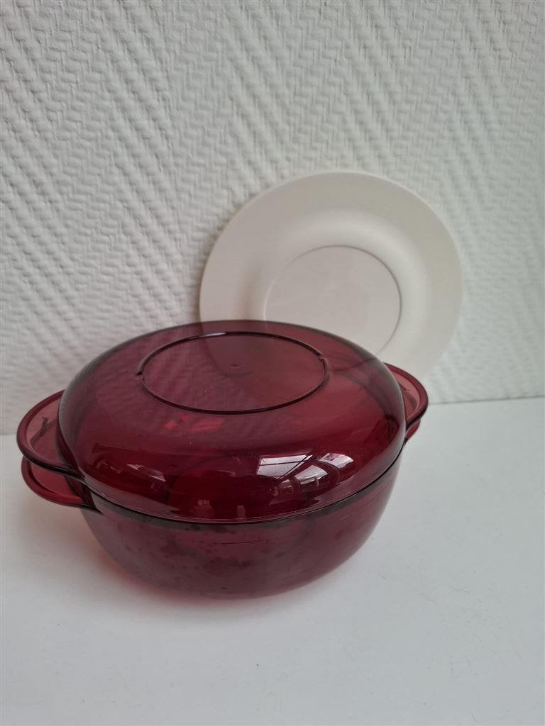 T041 Microplus schaal 1 liter, zgan, Tupperware, Huis en Inrichting, Ophalen of Verzenden, Zo goed als nieuw, Rood, Schaal