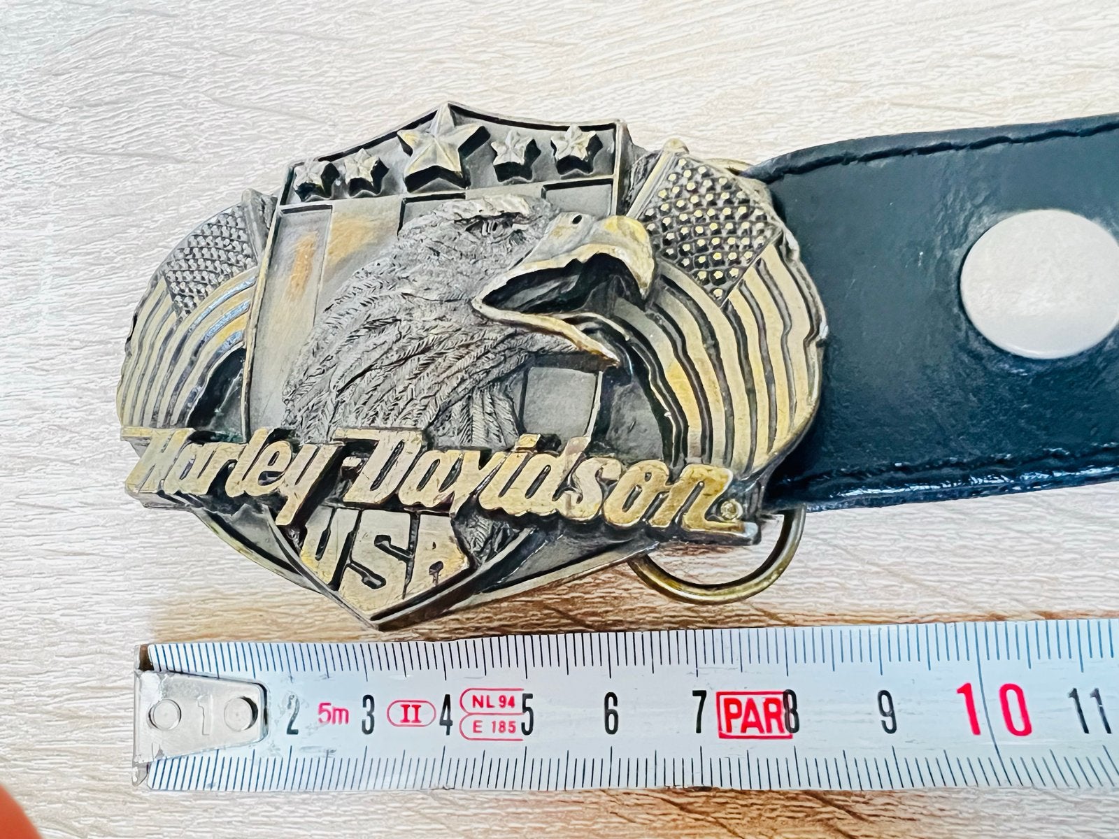 Harley-Davidson Riem met Eagle Buckle - Zwart Leer, 95 tot 105 cm, Ophalen of Verzenden, Riem of Ceintuur, Gedragen
