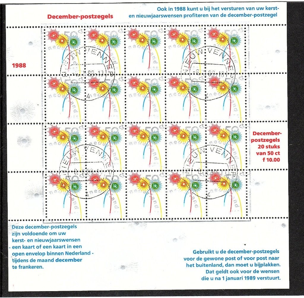 796Nvph v1419 gebruikt decemberzegels 1988 zie scans., Ophalen of Verzenden, Na 1940, Gestempeld