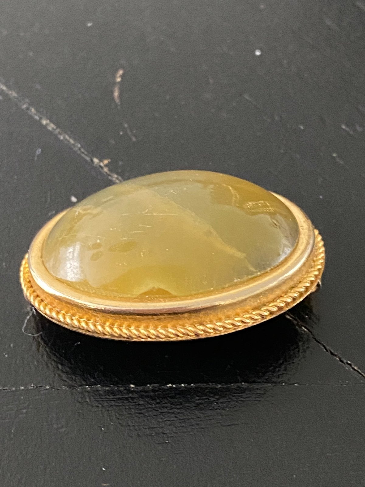 Vintage butterscotch- amber edelsteen Italiaanse broche, Ophalen of Verzenden, Zo goed als nieuw, Met edelsteen