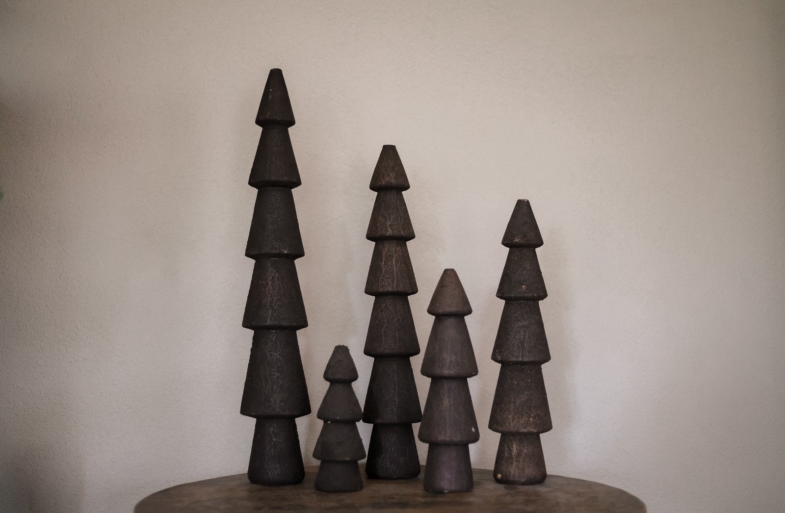 Set van 5 houten kerstbomen – sober & landelijk, Diversen, Ophalen of Verzenden, Nieuw