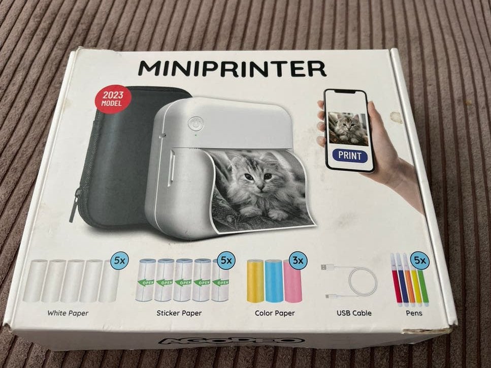 Mini Printer 2023 Model met Draagtas en Papier, Computers en Software, Ophalen, Zwart-en-wit printen, Gebruikt, Fotoprinter