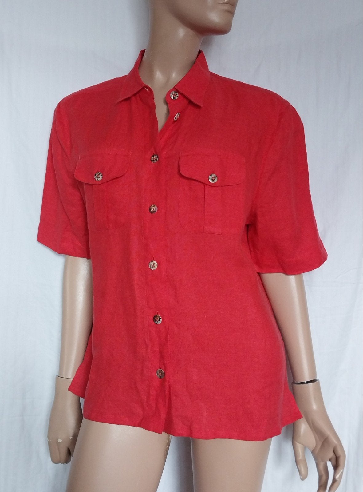 L'ARALDO LINNEN Blouse,  Maat 42, Ophalen of Verzenden, Zo goed als nieuw, Maat 42/44 (L), Rood