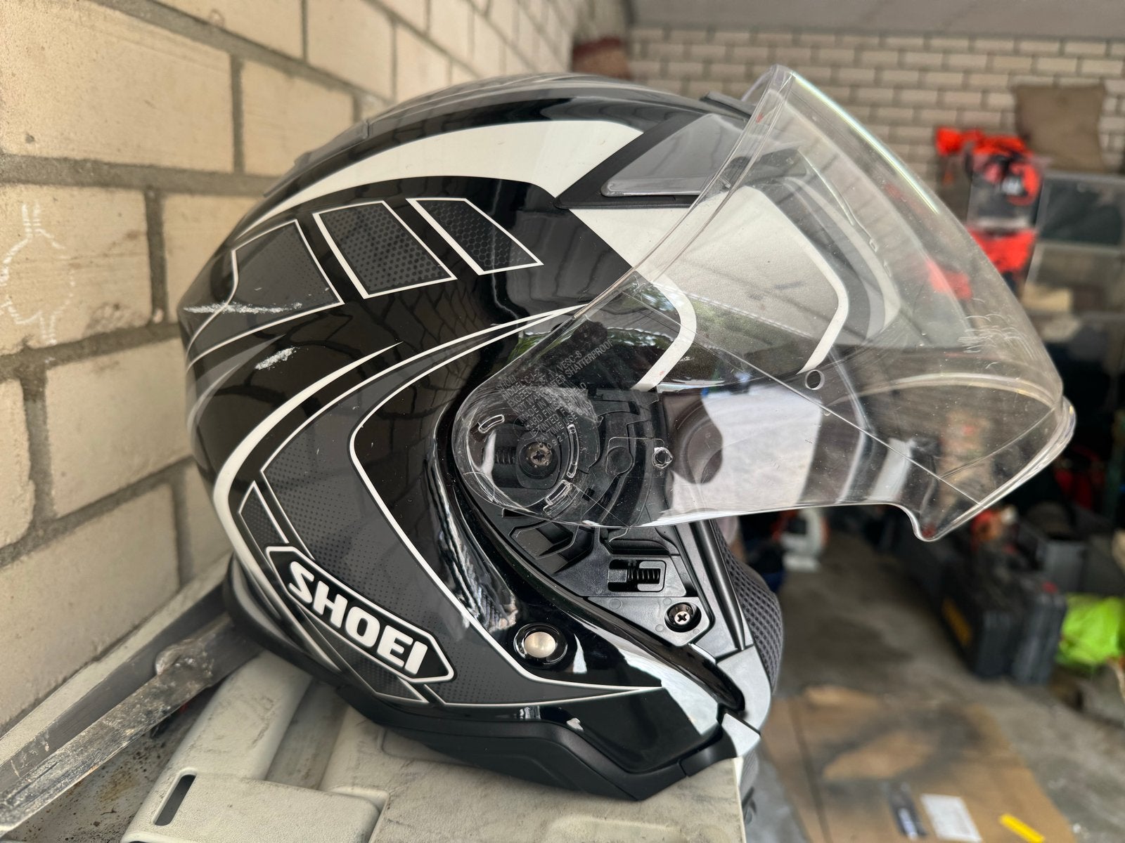 Shoei Jethelm - Zwart/Wit - Maat M - Zeer goede staat, Motoren, Kleding | Motorhelmen, M, Heren, Jethelm, Ophalen of Verzenden