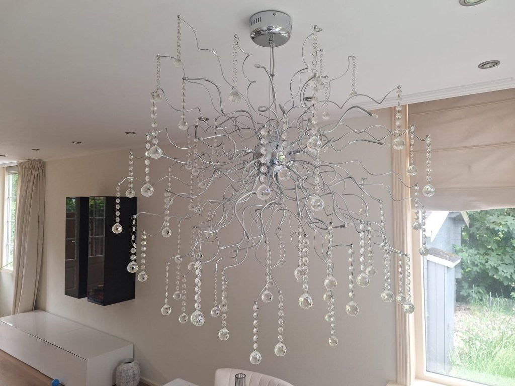 Unieke design kroonluchter / hanglamp met kristallen, Ophalen, Modern Design, G4, Glas