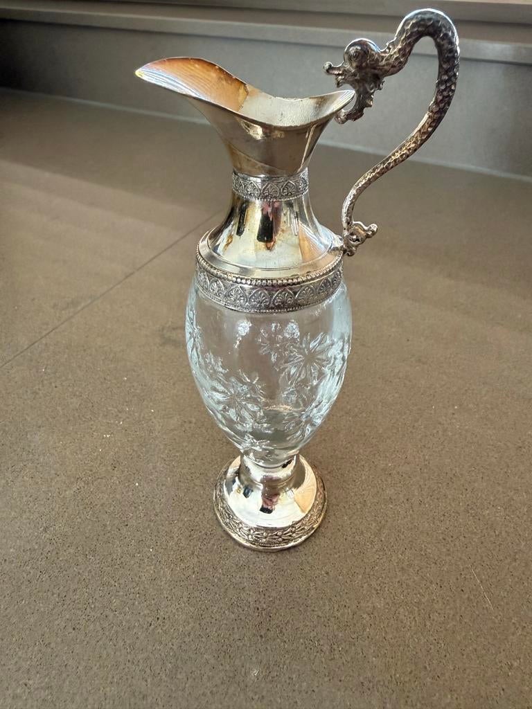 Vintage Italiaanse karaf van Buton Distillerie, verzilverd, Antiek en Kunst, Antiek | Glas en Kristal, Ophalen