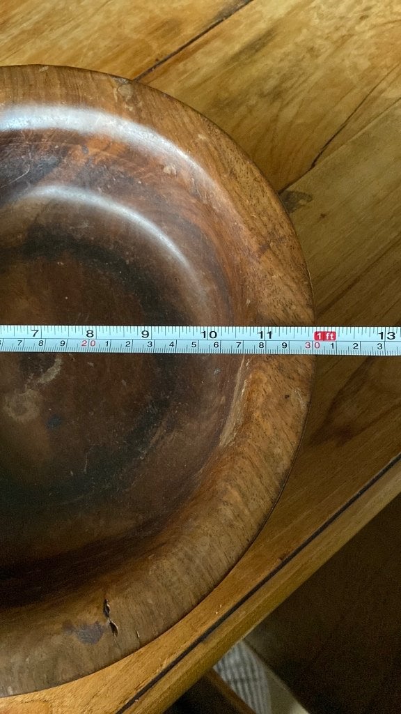 grote zware houtsnijwerk (fruit) schaal, Schaal, Rond, Ophalen of Verzenden, Zo goed als nieuw