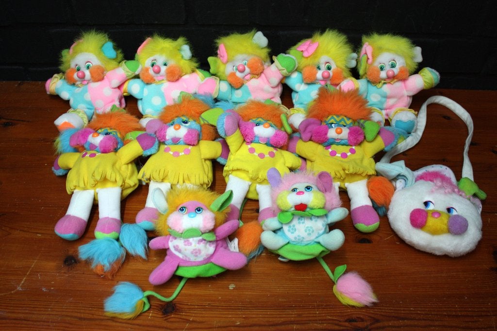Vintage popples knuffels, clown, indiaan, bloem flower, tas, Verzenden, Gebruikt