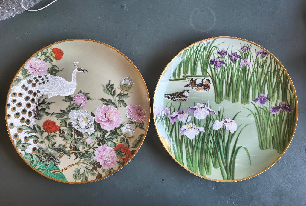 2 Franklin Mint borden - Birds & Flowers of The Orient, Ophalen of Verzenden, Zo goed als nieuw, Porselein, Bord of Schaal