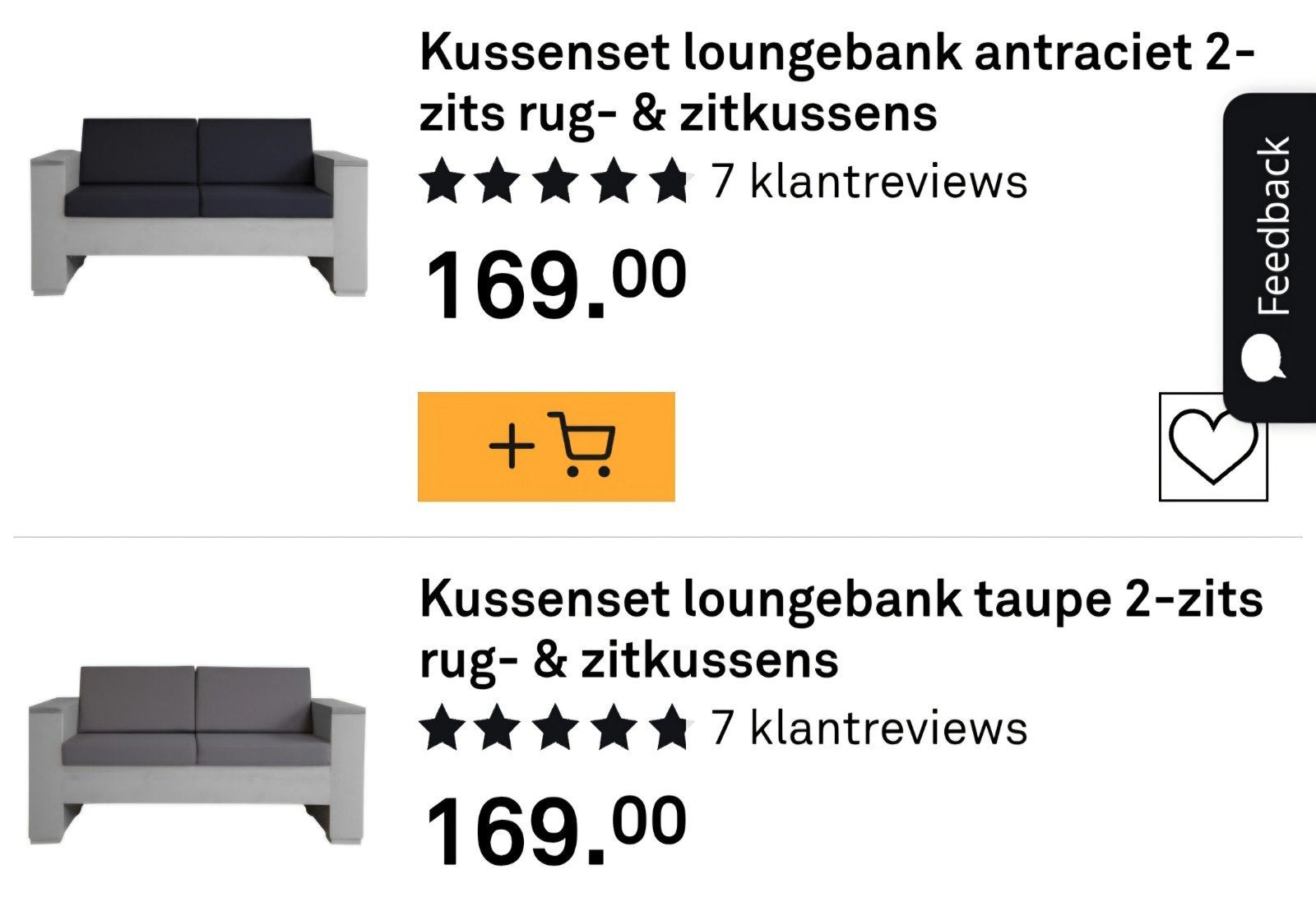 Tuinkussens voor bank Marlinde van Karwei., Ophalen, Gebruikt