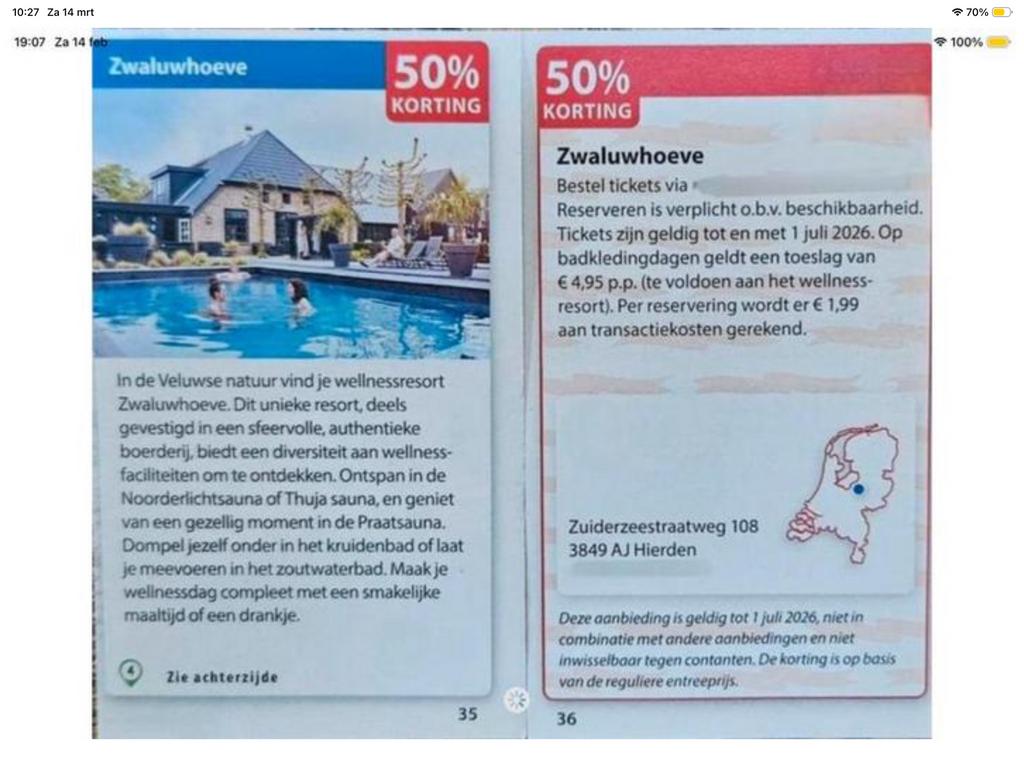 Kortingsbon Sauna Zwaluwhoeve 50% korting (KWF), Tickets en Kaartjes, Drie personen of meer, Kortingsbon, Spa of Sauna