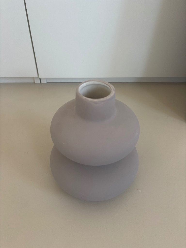 Ceramic Vase 'Eminent Circles' – Taupe Brown, Huis en Inrichting, Woonaccessoires | Vazen, Ophalen, Gebruikt, Bruin, Matte afwerking