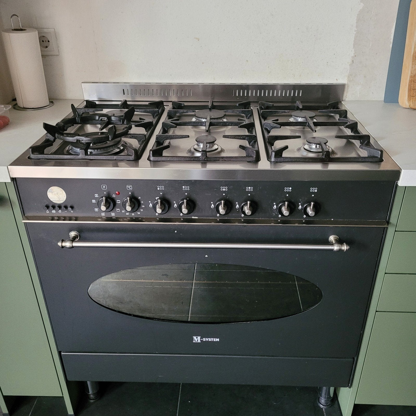 M system 6 pits fornuis en oven., Ophalen, Gebruikt, 60 cm of meer, Gas