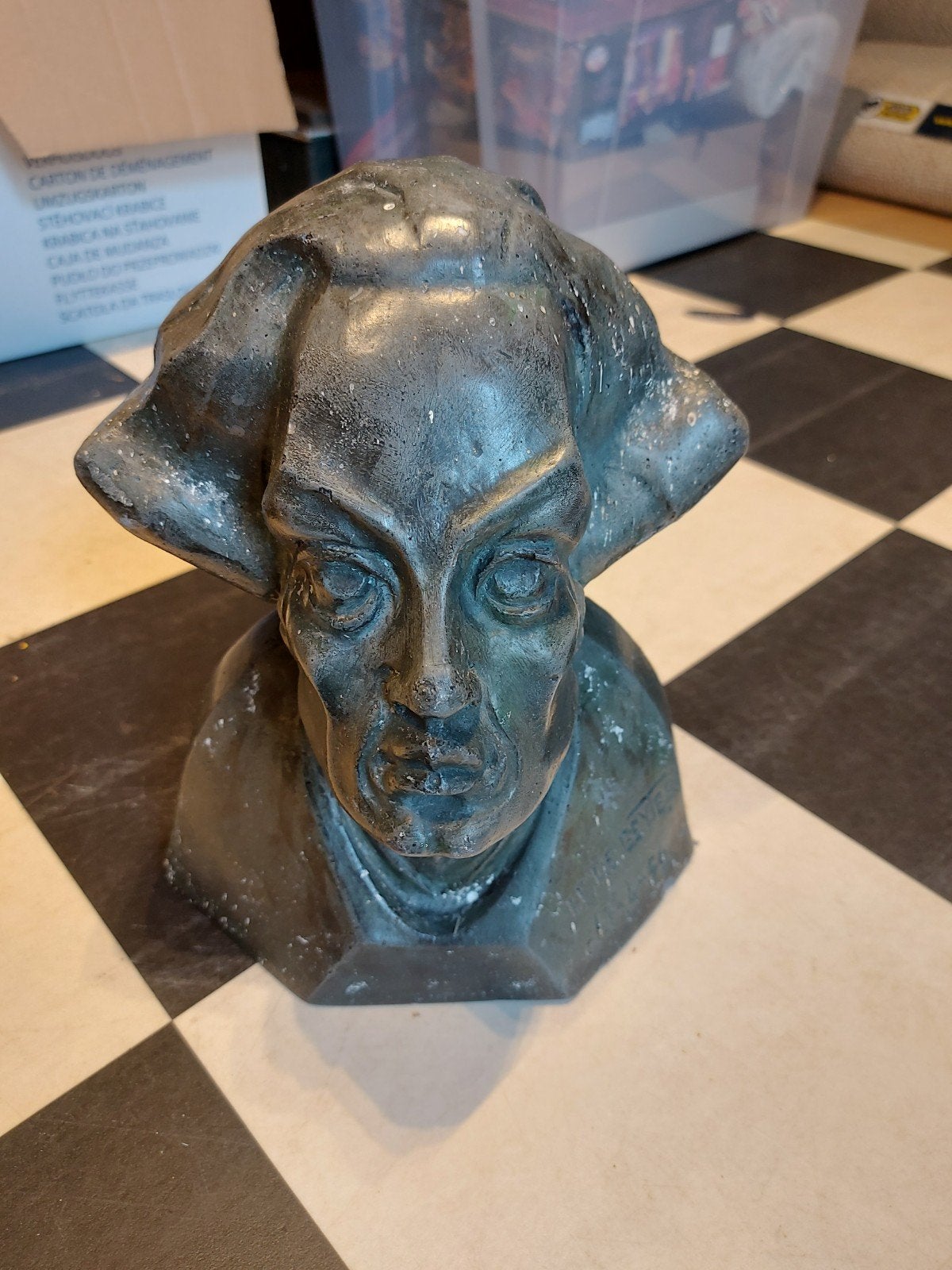Stenen buste beeld J E de Geyter vintage, Ophalen