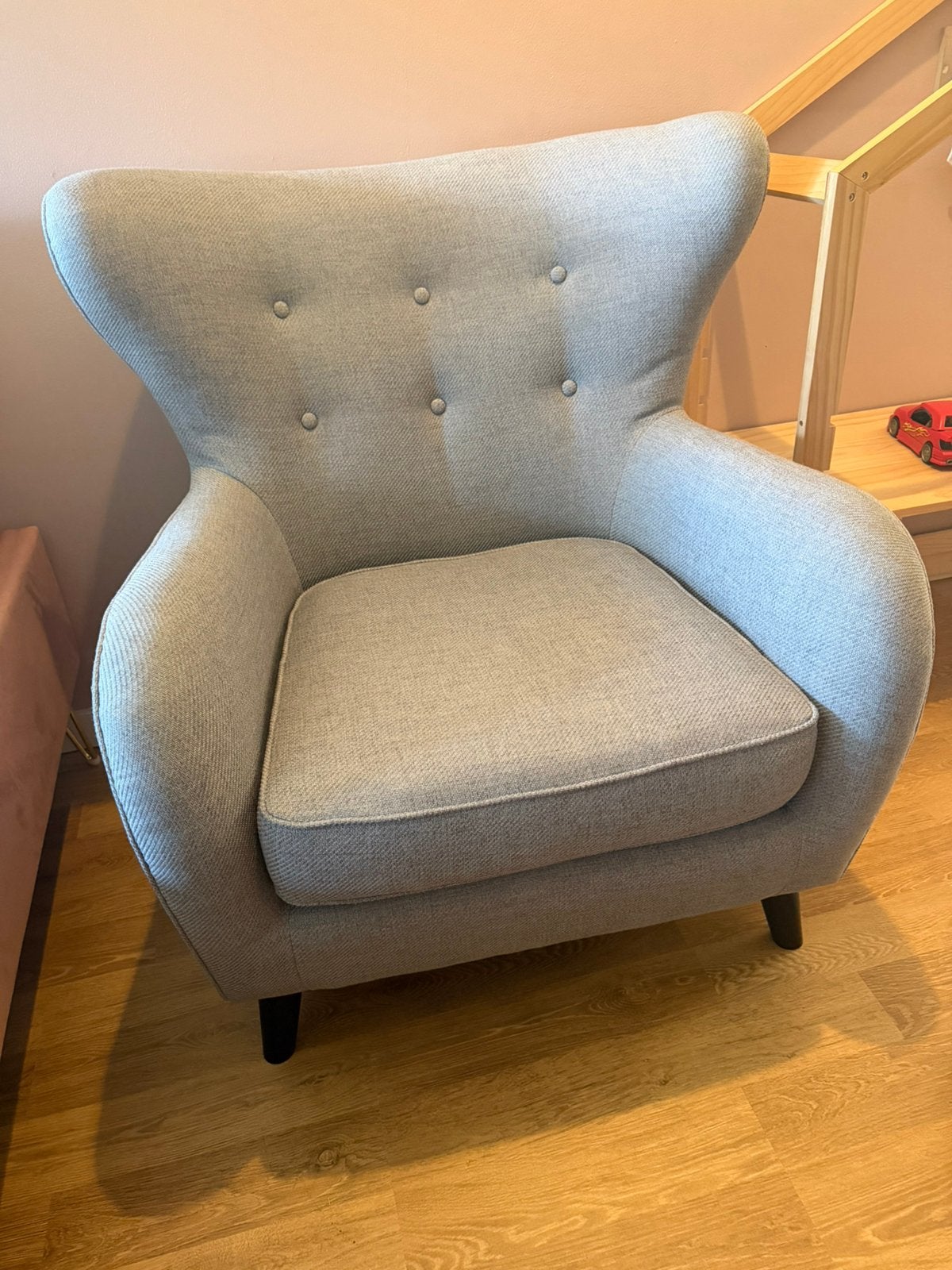 Lichtgrijze fauteuil zgan!, Ophalen, Zo goed als nieuw, 75 tot 100 cm, 50 tot 75 cm