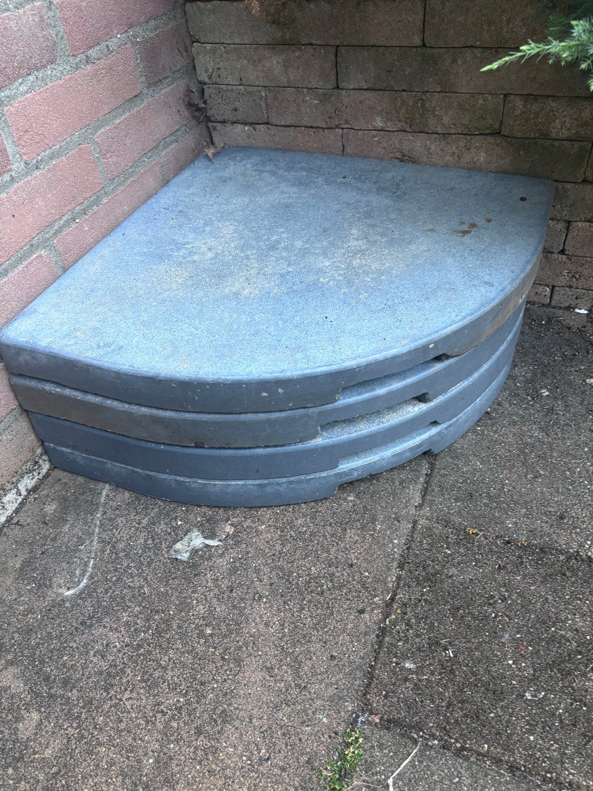 Halfronde parasol tegels - 4 stuks, Ophalen, Gebruikt, Minder dan 1 meter, Parasolvoet