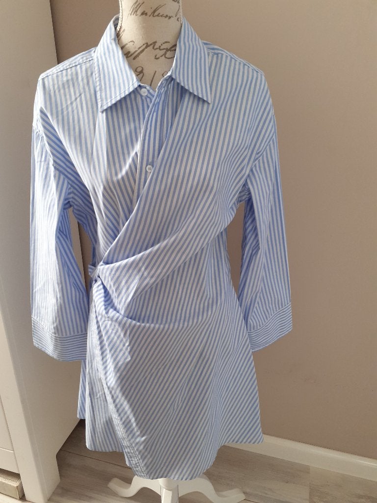 Prachtig blauw gestreepte jurk, maat M, nieuwstaat!, Kleding | Dames, Maat 38/40 (M), Mango, Blauw, Ophalen of Verzenden
