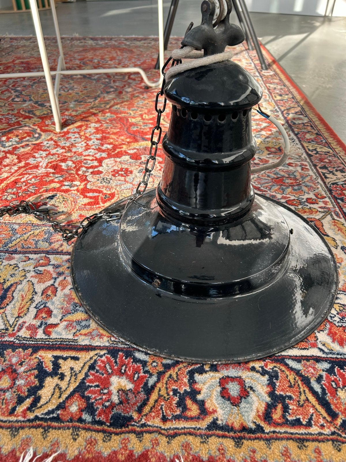 Industriële emaille lamp - Zwart, Ophalen of Verzenden