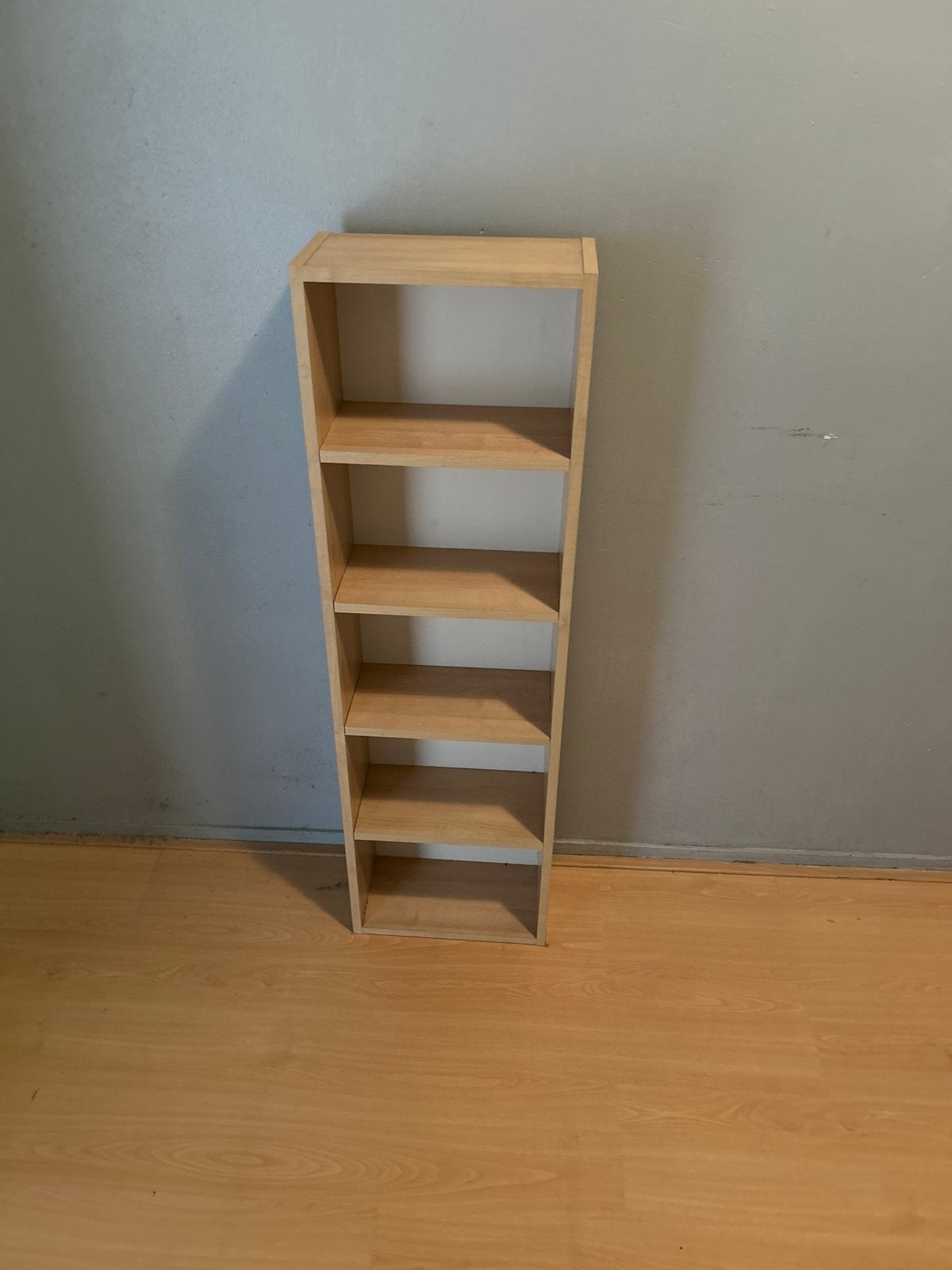 Smalle houten boekenkast/opbergrek met 5 planken, Met plank(en), Minder dan 50 cm, Gebruikt, Ophalen of Verzenden