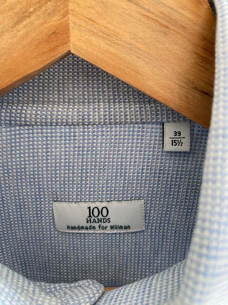 100hands overhemd 39 blauw katoen, Verzenden, Zo goed als nieuw, Blauw, Halswijdte 39/40 (M)