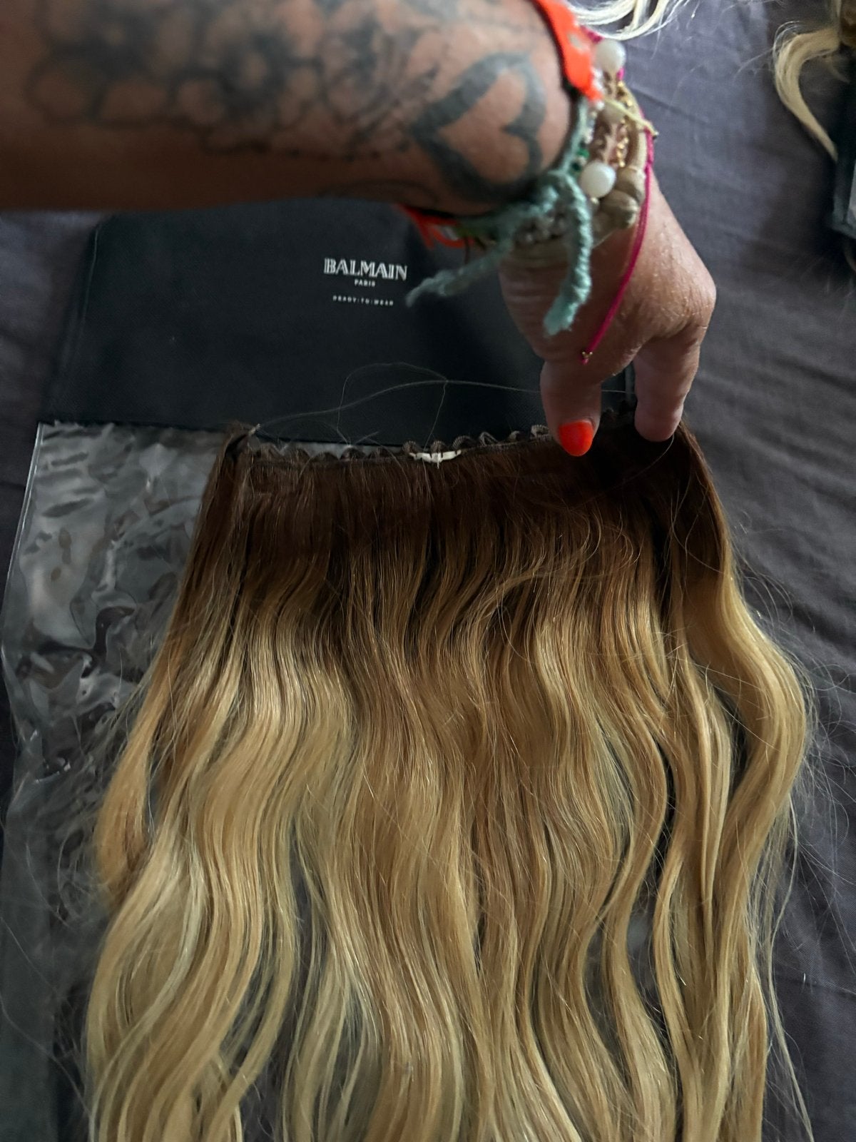 Balmain Flip-in Hair Extensions - Blond - 40 cm Echt Haar, Ophalen of Verzenden, Gebruikt, Pruik of Haarverlenging