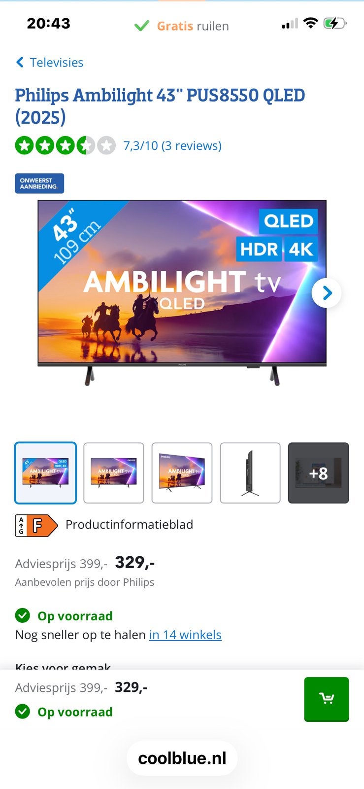 PHILLIPS 43PUS7906/12 SMART TV 43 inch, Ophalen, Philips, LED, 50 Hz