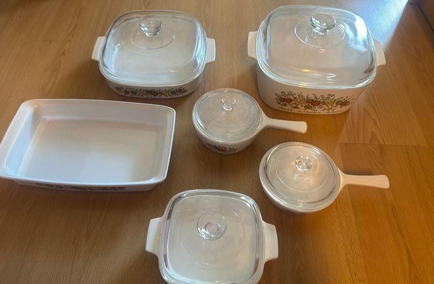 6 Corning Ware serie Spice of Life Ovenschalen, Huis en Inrichting, Keuken | Servies, Ophalen, Gebruikt, Keramiek, Schaal of Schalen