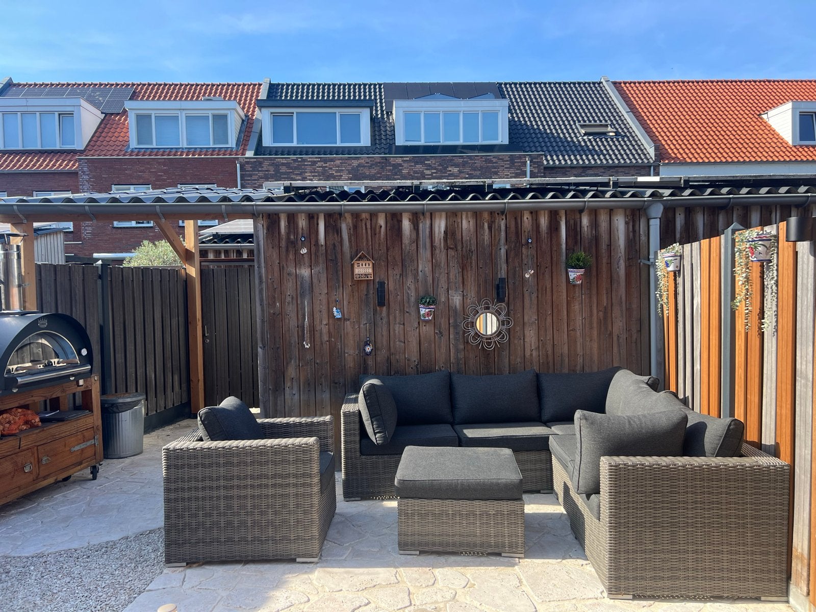 Nette Boston wicker hoekbank loungeset grey inclusief stoel, Ophalen, 6 zitplaatsen, Zo goed als nieuw, Loungeset