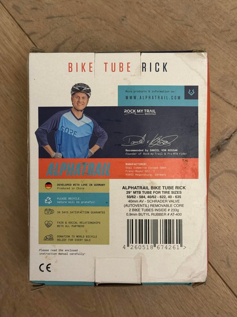 Alphatrail Bike Tube Rick 29" MTB Binnenband + extra band, Overige typen, Nieuw, Ophalen of Verzenden, Mountainbike