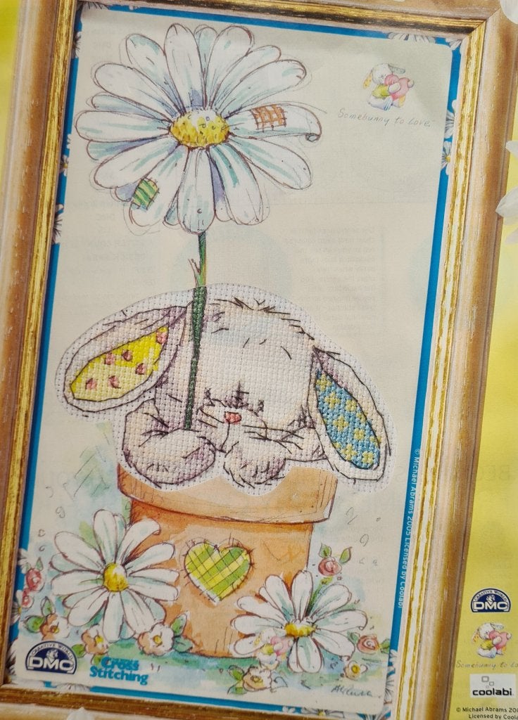 Somebunny konijn in bloempot borduurpakketje, Ophalen, Nieuw, Handborduren, Borduurpakket