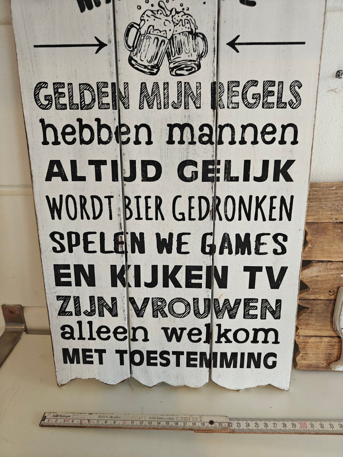 2 Houten Mancave borden in mooie staat nu 20 euro als set, Reclamebord, Ophalen of Verzenden, Zo goed als nieuw, X